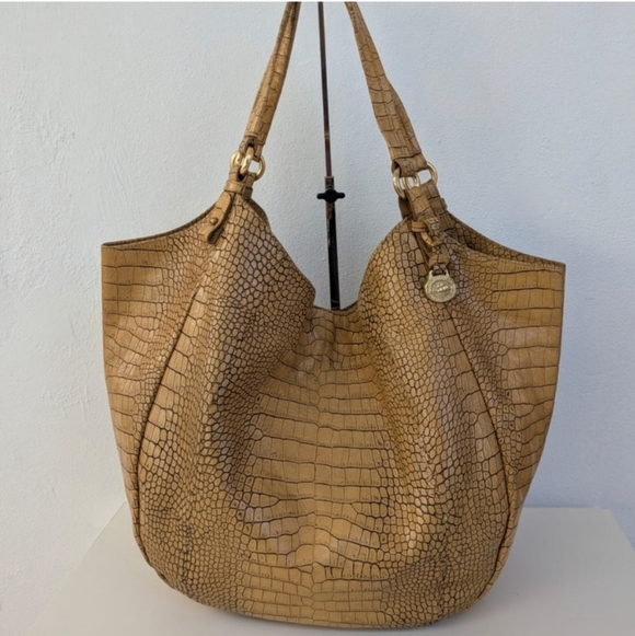 🍍Brahmin Camel Croc-Embossed TanHobo Bag - Picture 10 of 11